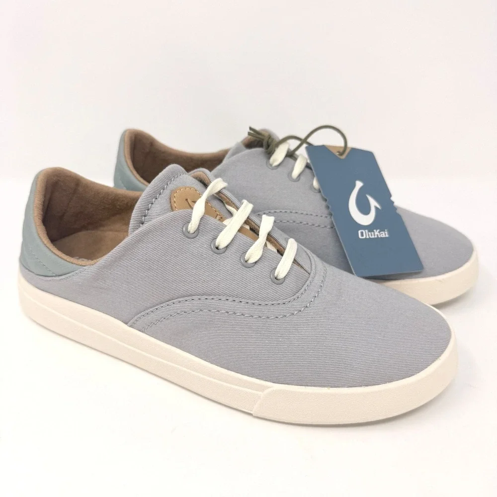 OluKai Kohu Womens Size 8 Mist Grey Textile Lace Up Sneakers 20516-DWDW NEW